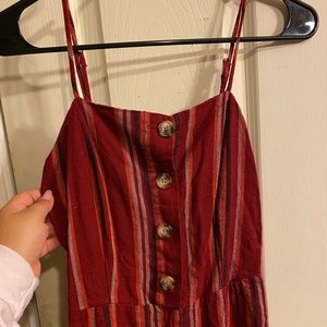 Striped red/orange fall romper